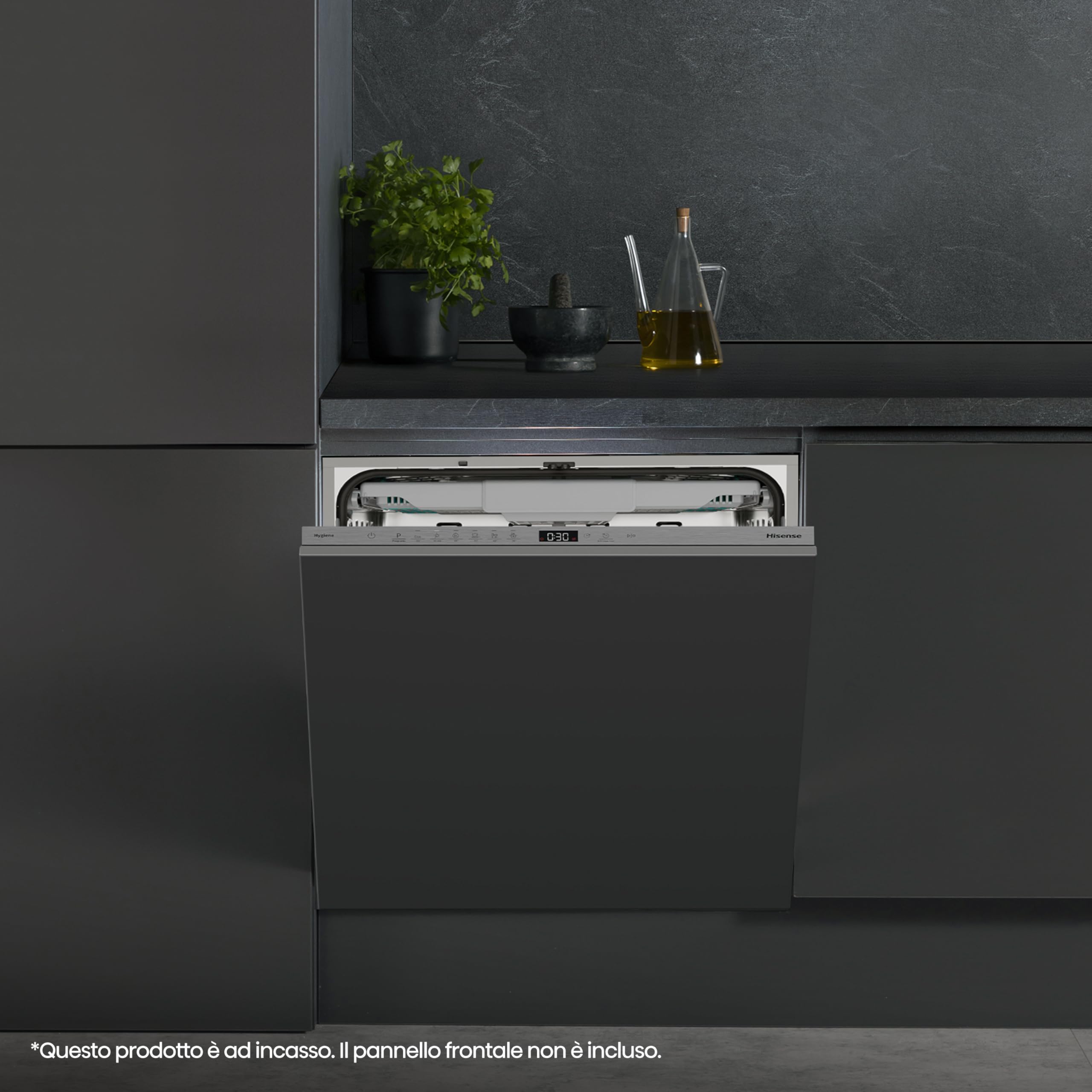 Hisense HV16C - Lavastoviglie Classe C, 16 coperti, terzo cesto, 43db, 6 programmi, partenza ritardata, total dry, incasso