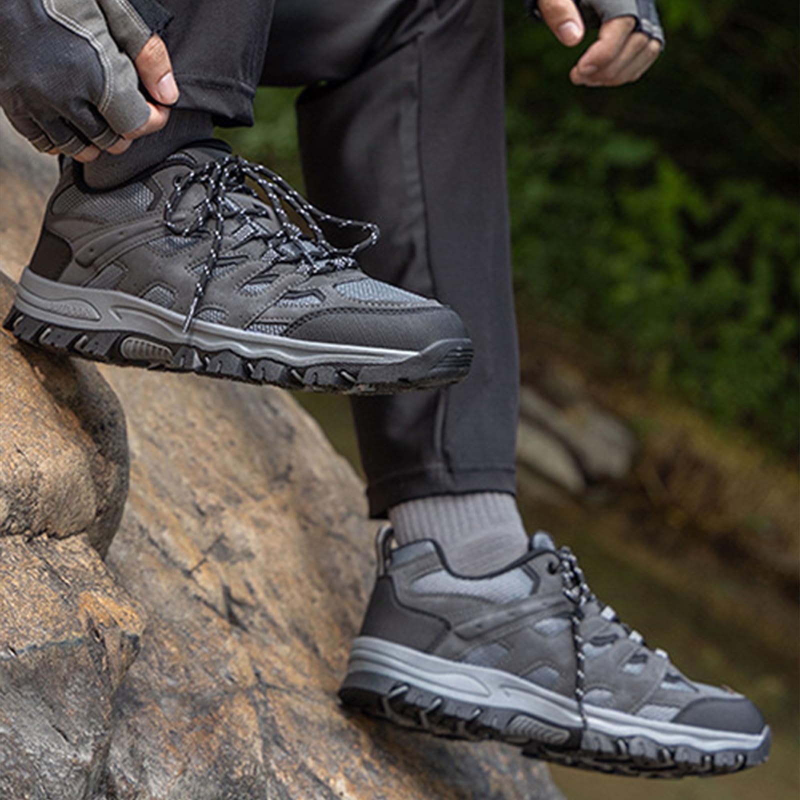 Scarpe da trekking da uomo Camouflage impermeabile antiscivolo,Scarpa da trekking bassa Suola dentata robusta,Camminare montagna Campeggio foresta Outdoor All Terreni