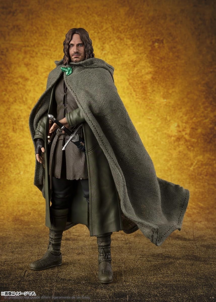 Figura de acción prepintada de TAMASHII Nations S.H. Figuarts Aragorn (El señor de los Anillos), Aprox. 155 mm, PVC, ABS y Tela, Figura de acción prepintada