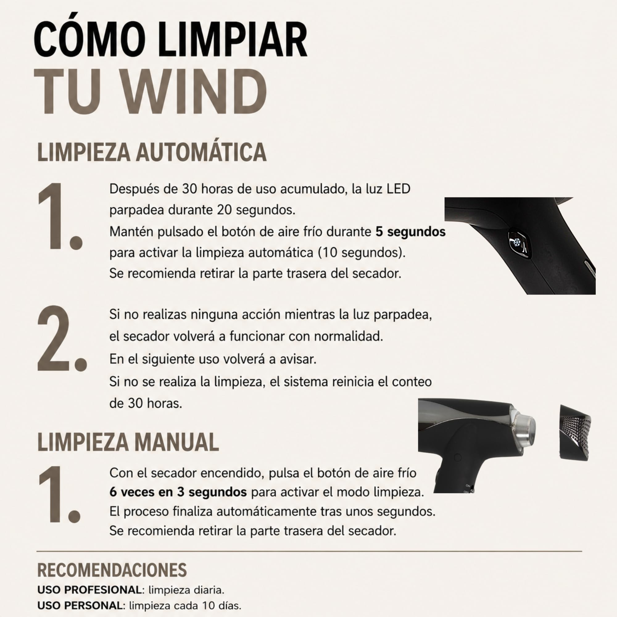 Corioliss Secador de Pelo Profesional Wind con Generador Iónico | Motor BLDC 1500W | Ligero y Silencioso | Difusor y 2 Boquillas Magnéticas | Control LED de Temperatura y Velocidad