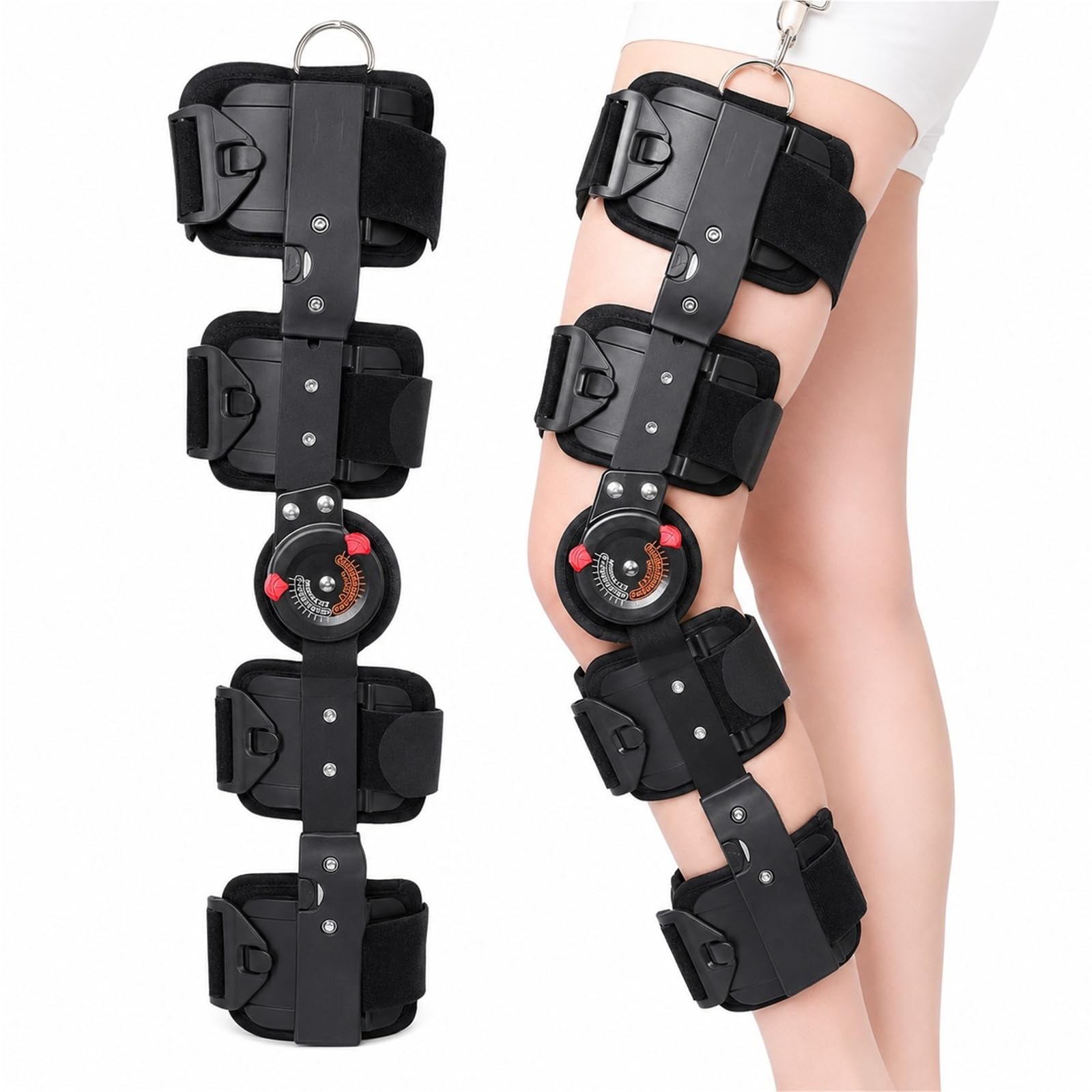 Rodillera Ortopédica Articulada ROM Inmovilizador de Rodilla Ajustable para Rehabilitación Postoperatoria Menisco ACL Artritis Soporte Médico para Hombre y Mujer