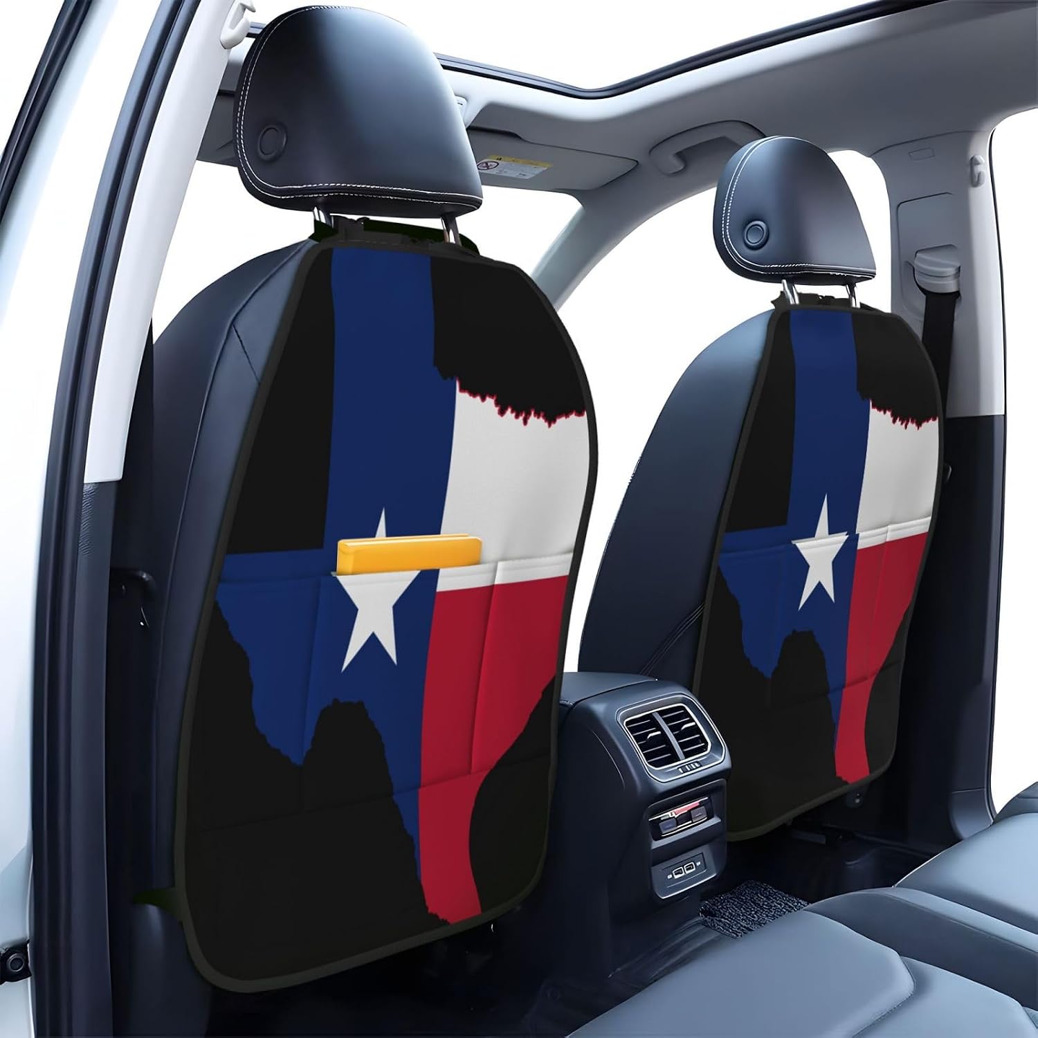 Texas State Flag Map 2-Piece Set of Car Seat Kick Protectors for Front Seat Backrests, Used for Car Rear Seat Backrests Protectors