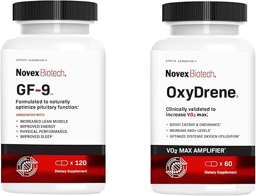 GF-9 y OxyDrene Performance Stack 30 días de suministro - Impulsa un péptido crítico que soporta energía y impulso, además de aumentar el VO2 Max y