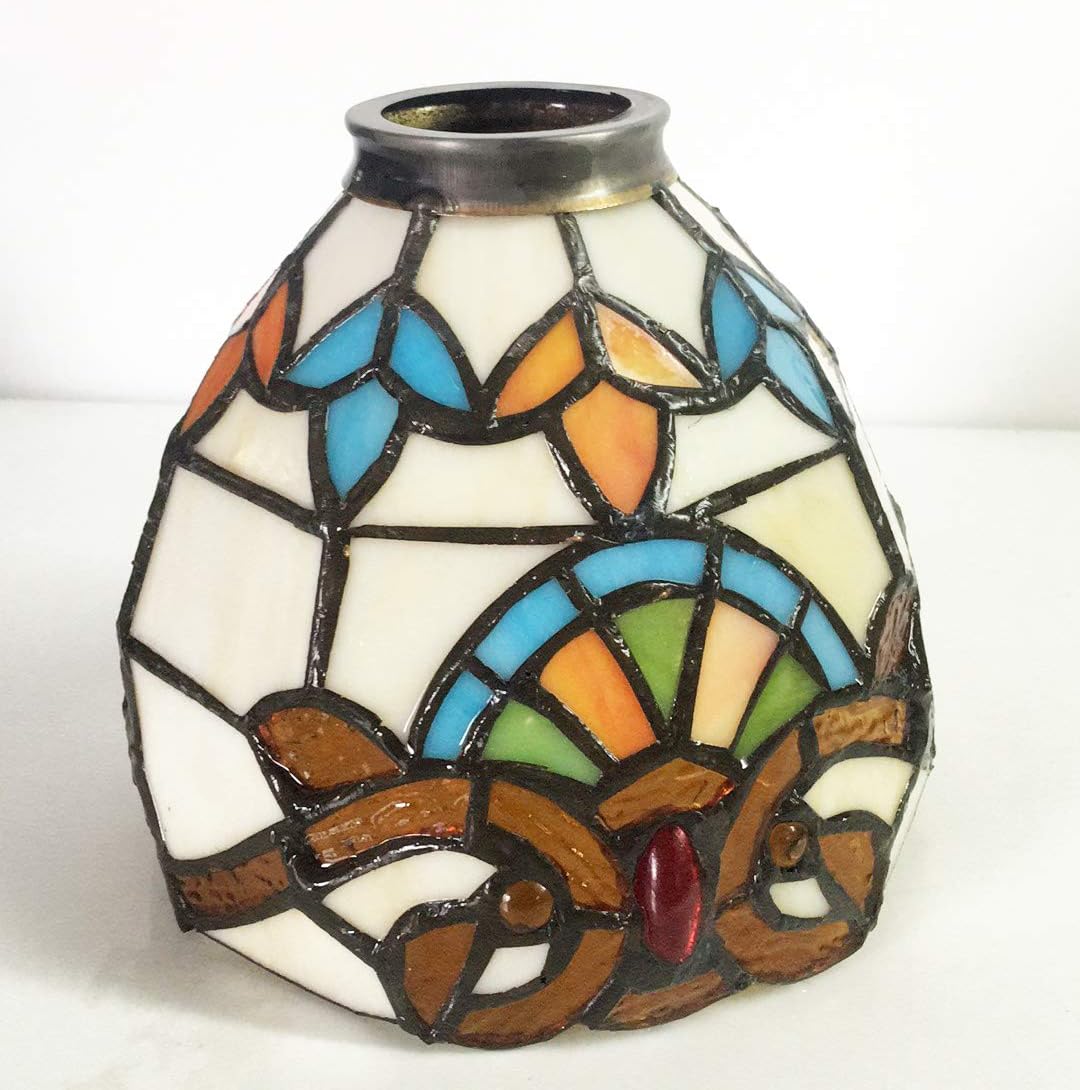 Tiffany lampshade baroque style HMJ80017 Colored glass fan chandelier cover 6" diameter