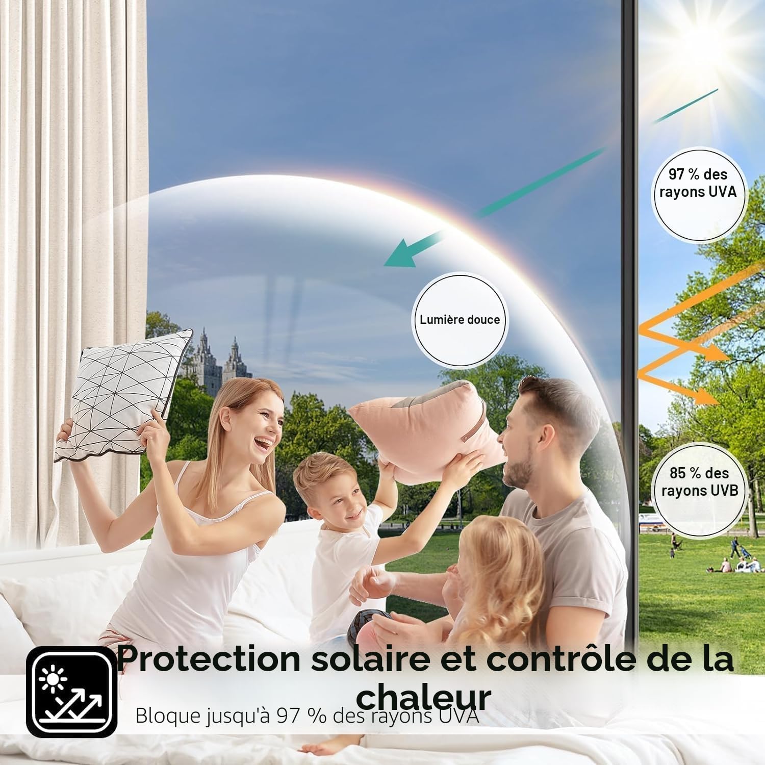 Film sans Tain pour Fenetre Film Anti Regard Fenetre 40x200cm Film Fenetre Anti UV, Protection de la Vie privée, pour Salon, Chambre, Bureau