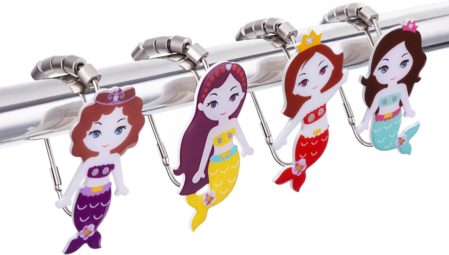 Mermaid Shower Curtain Hooks Unique Design Rustproof and Glide Smoothly Set of 12 (12)