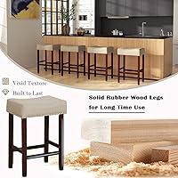 Vista 45 de ERGOMASTER Taburetes de bar, 24 pulgadas, modernos taburetes de sillín, madera de caucho, caqui/marrón, juego de 2