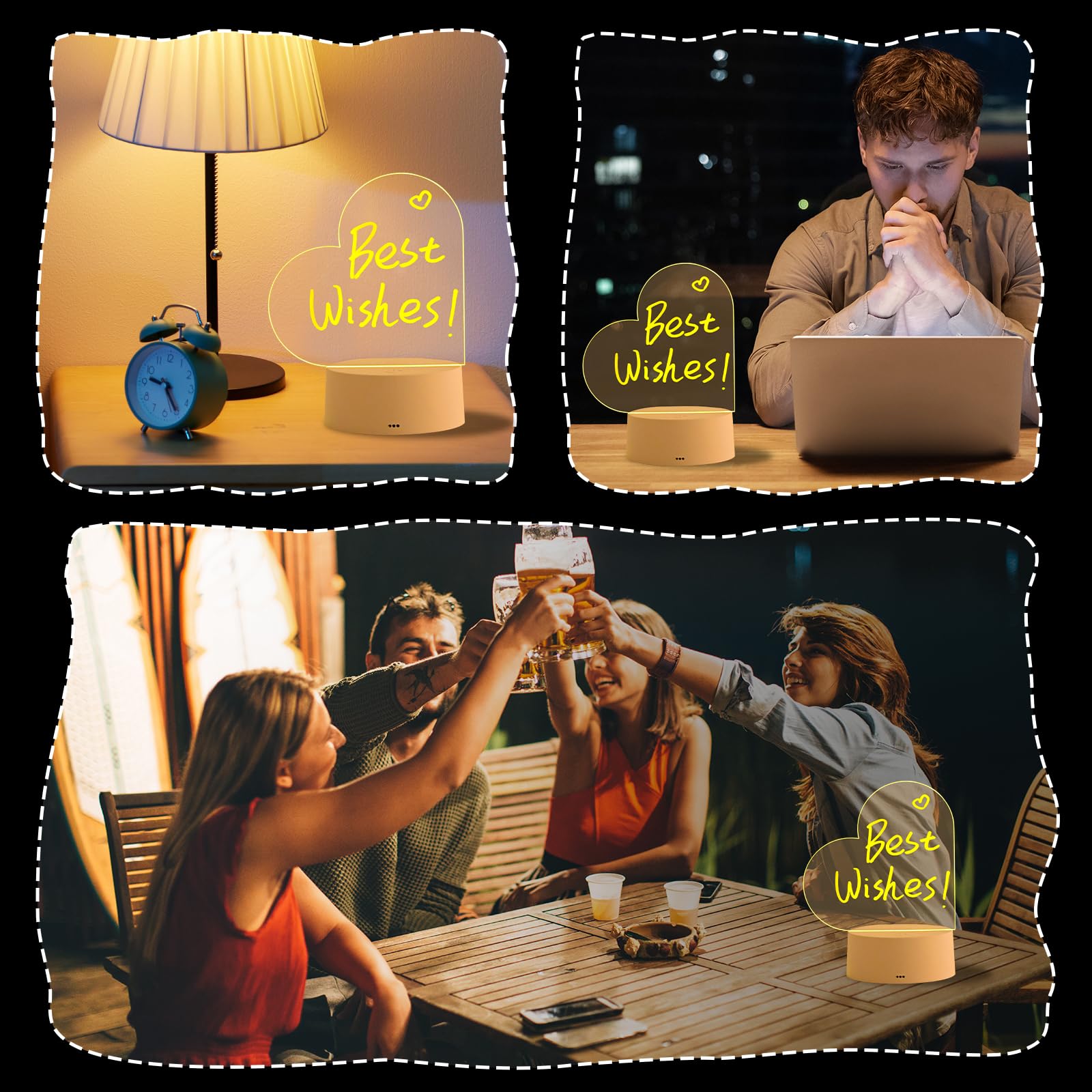 Joellfuner Luce Notturna a LED in Acrilico, Luce Notturna Fai da Te Personalizzata a 16 Colori con Telecomando, Lavagna da Scrittura in Acrilico con Supporto, Regali per Genitori Bambini (Amorevole)