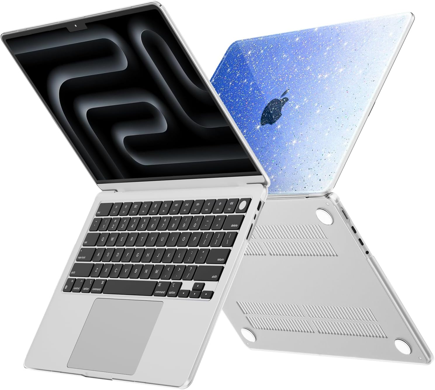 Compatible with MacBook Pro 14 inch Case 2026 2025-2021 M5 M4 M3 M2 M1 (A3427 A3426 A3434 A3401 A3185 A3112 A2992 A2918 A2779 A2442) + Keyboard & Screen Protector, Glitter Gradient Blue
