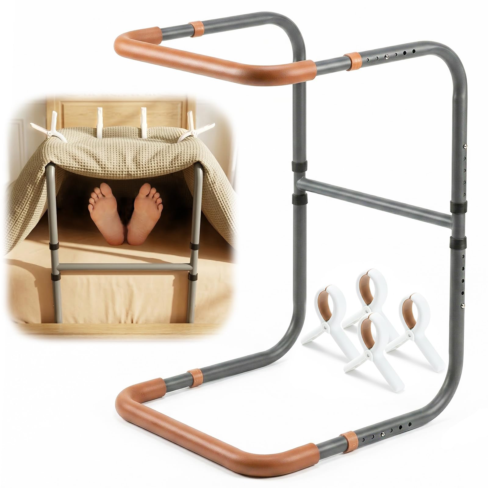 Photo 1 of 2-Way Adjustable Blanket Lifter for Feet with Reinforced Structure | Post-Surgery Recovery Support to Relieve Pressure on Foot, Knee & Ankle for More Comfortable Sleep, with 4 Clips & Non-Slip Foam