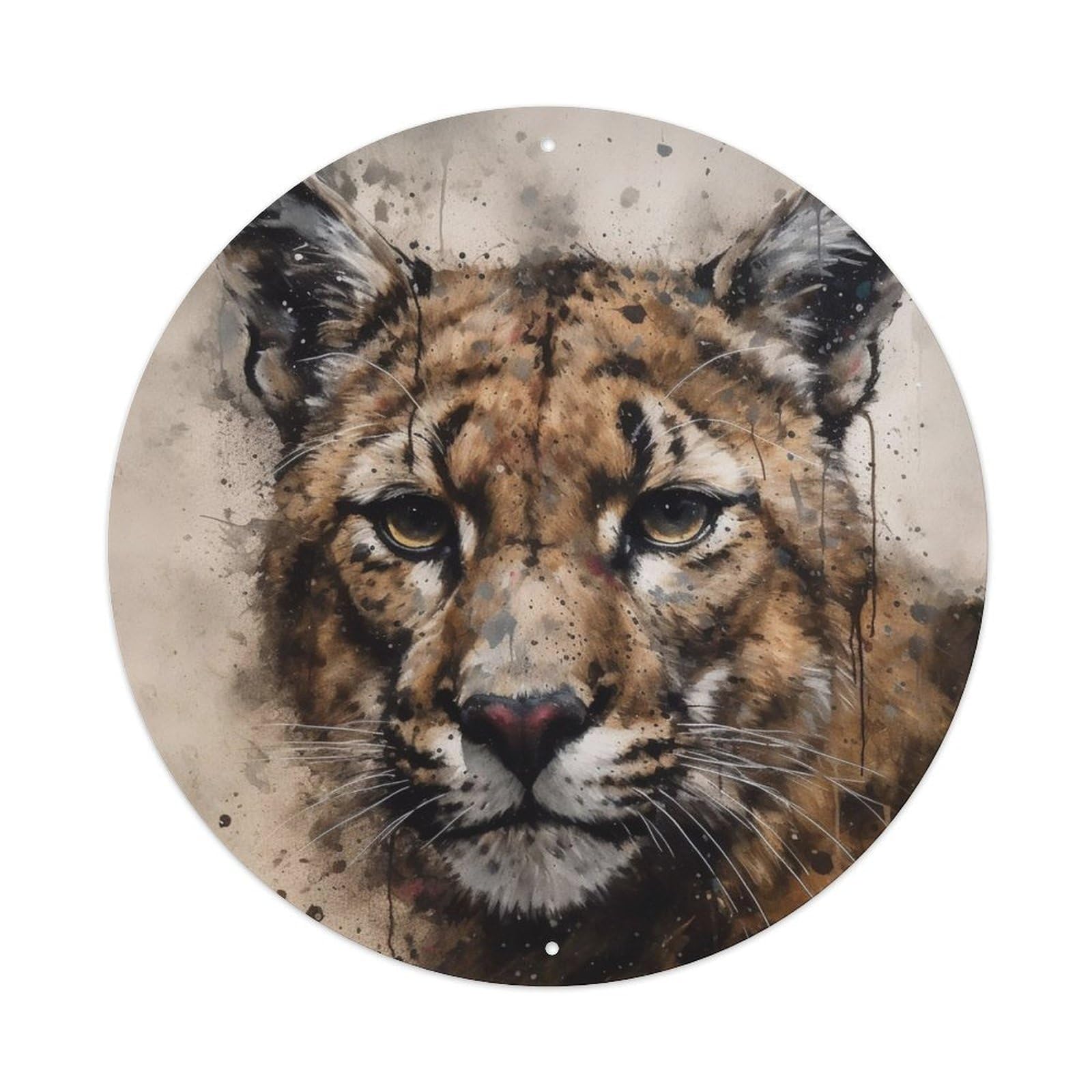 Animal Artwork Mountain Lion Vintage Metal Tin Sign Plaque Wall Decor for Cafe, Club Bar, Office, Garden Metal Poster 8x8Inch