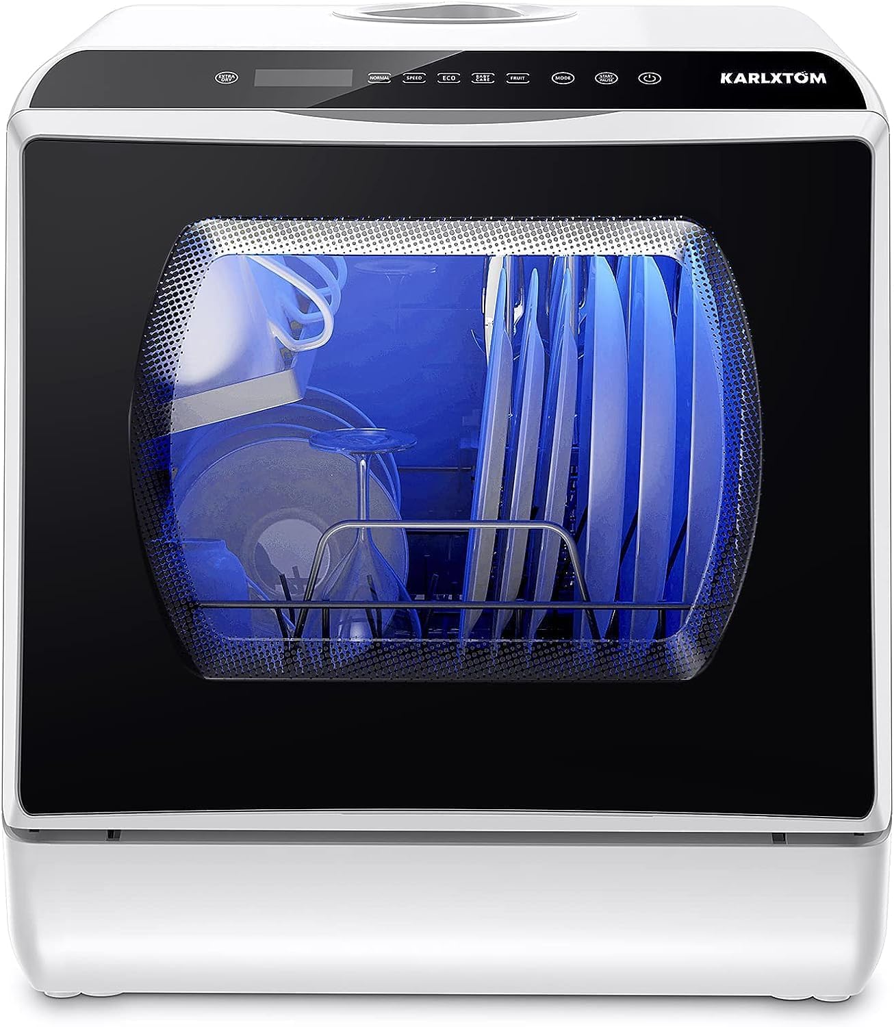 Karlxtom Compact Dishwasher, Portable Table Top Dishwasher with 6 Programs, Touch Control, Auto-drying, Baby Care & Fruit Wash