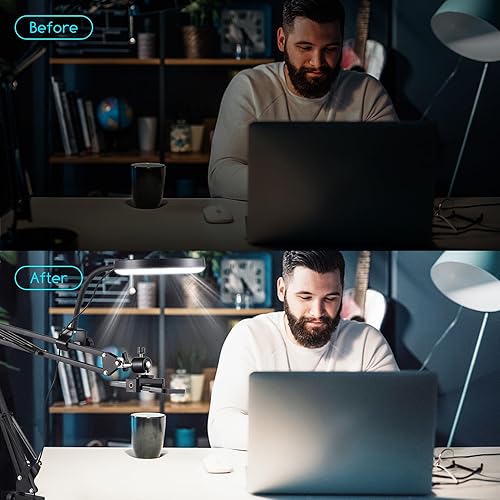 Miniatura 6 de Soporte de brazo plegable para cámara con lámpara de anillo de 8 pulgadas, clip de teléfono compatible con cámara compacta, teléfono inteligente,