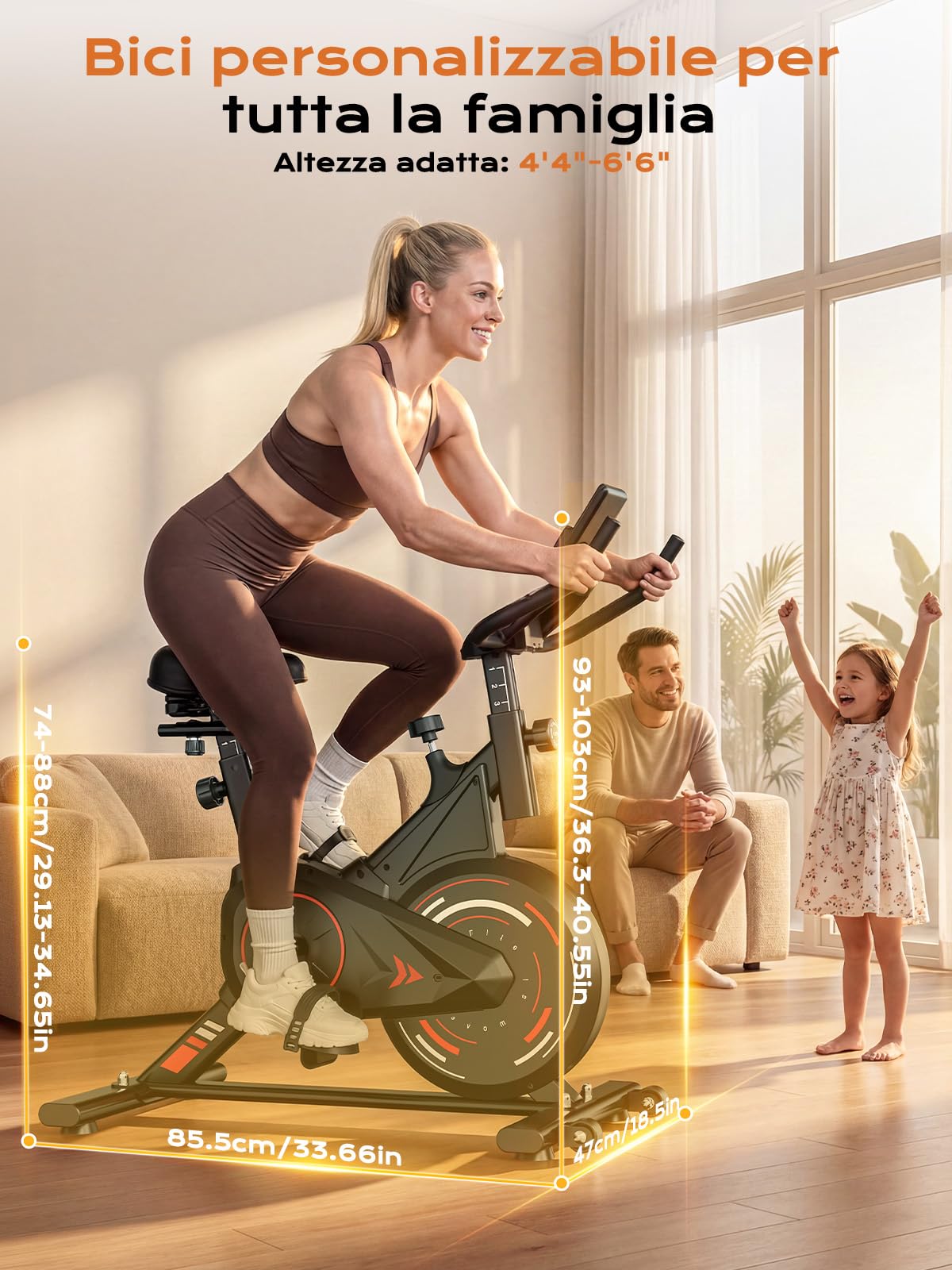 Dskeuzeew Cyclette da Casa con App, cyclette da camera con Resistenza Magnetica 0-100%, Basso Rumore, Supporto per Tablet e Rilevamento della Frequenza Cardiaca, Supporta fino a 160 kg