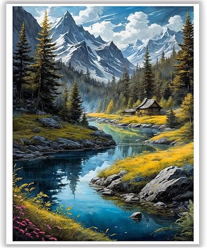 Miniatura 9 de HITO Paquete de 6 pinturas por números para adultos, kit de pintura por números para adultos, flores, fácil de pintar por números, perfecto para