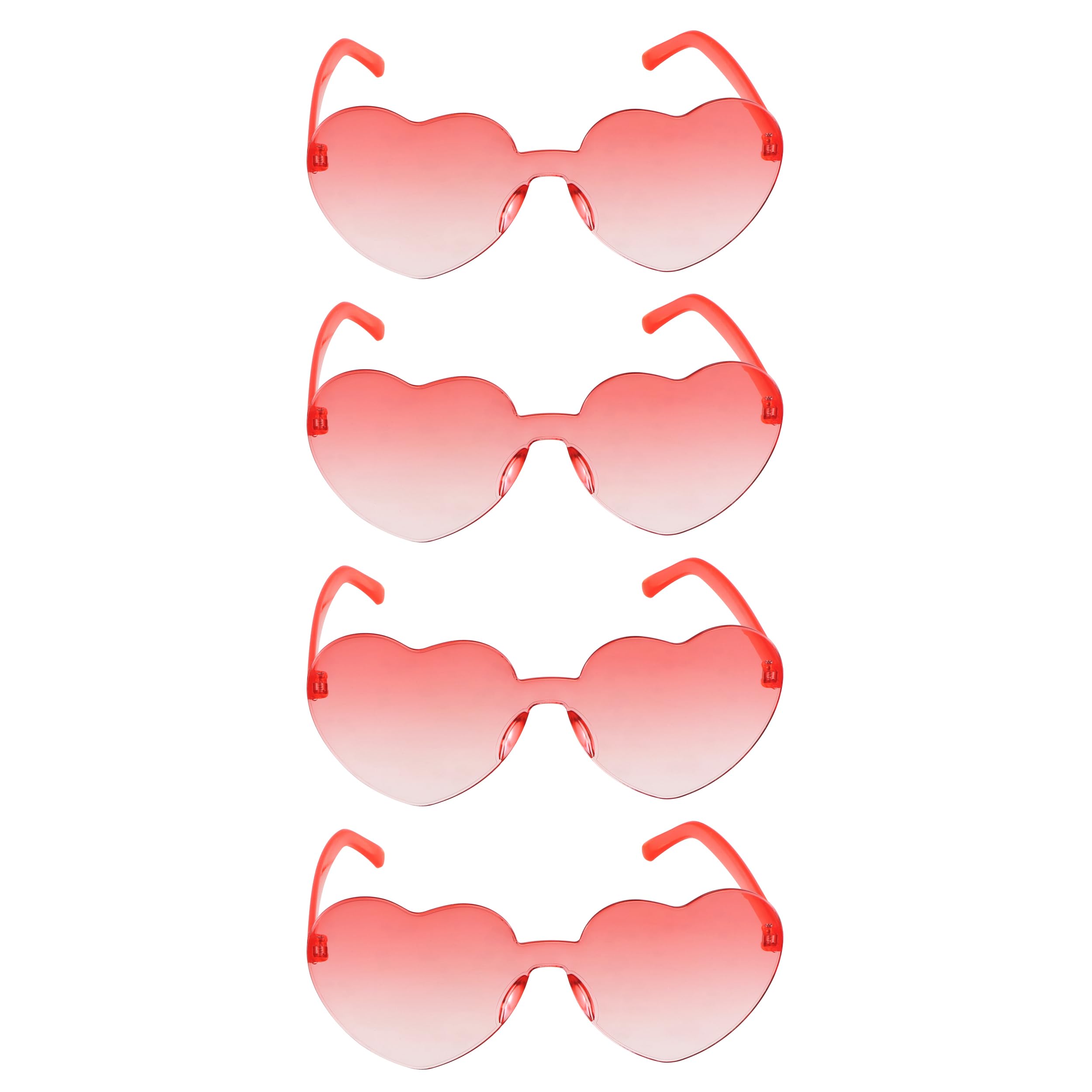 Chaks - 4 Pack Heart Shaped Sunglasses Retro Party Glasses with Gradient Colour Hippie Glasses for Festivals and Theme Parties