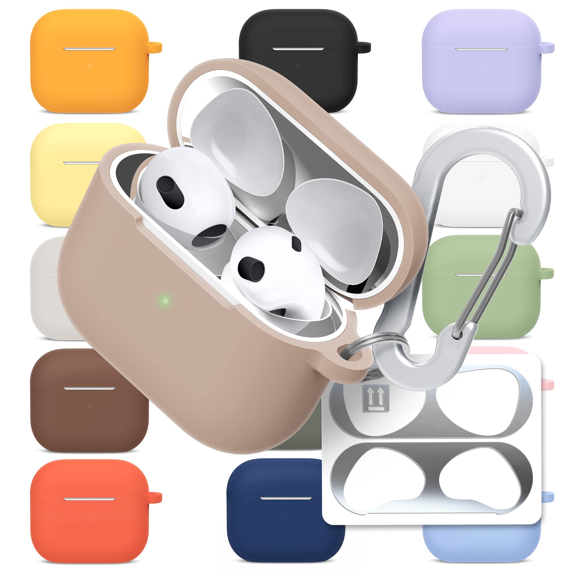 [3 in 1] AirPods Pro 3 Silicone Case + Anti-Lost Carabiner + Dust Guard Metal Film, Protective Cover with Keychain for Apple AirPods Pro3 (2025) — view 14