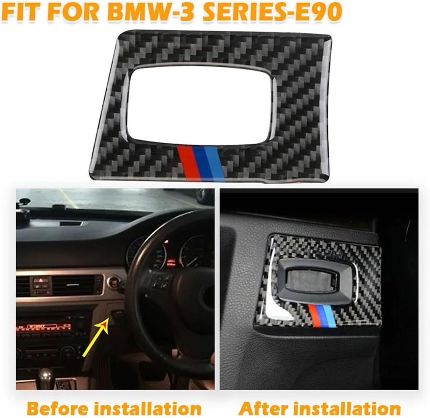 Car Engine Start Key Hole Trim Sticker Carbon Fiber RHD Fit for bmws 3 Series E90 E92 2005-2012 Performance Accessories