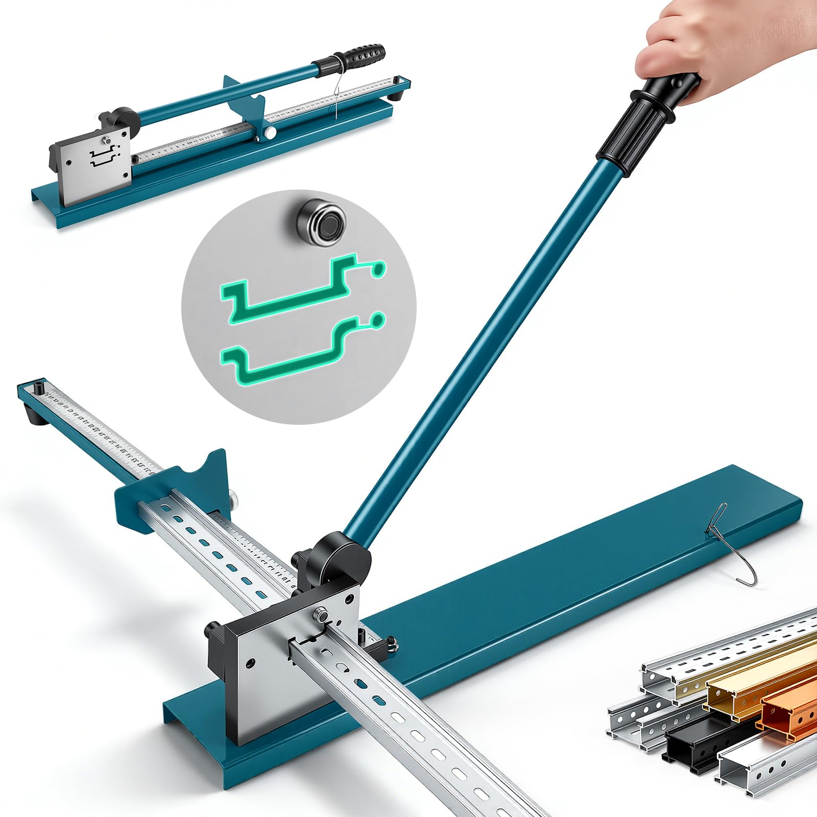 Taglierina Per Rotaie, Taglierina Guide Din A Doppia Scanalatura Utensile Manuale Il Taglio Guide Din Con Righello Misurazione Guide In Acciaio/Alluminio/Ferro 35Mm Strumento Taglio Piastre Canaline