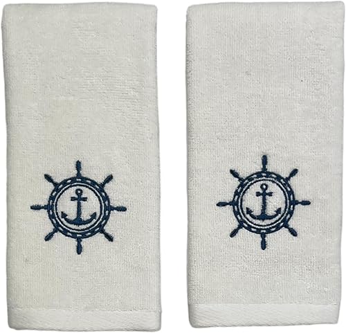 Miniatura 20 de Serafina Home Toallas de baño para dedos con tortugas: toallas de verano náuticas suaves y absorbentes para invitados con decoración de tortuga azul