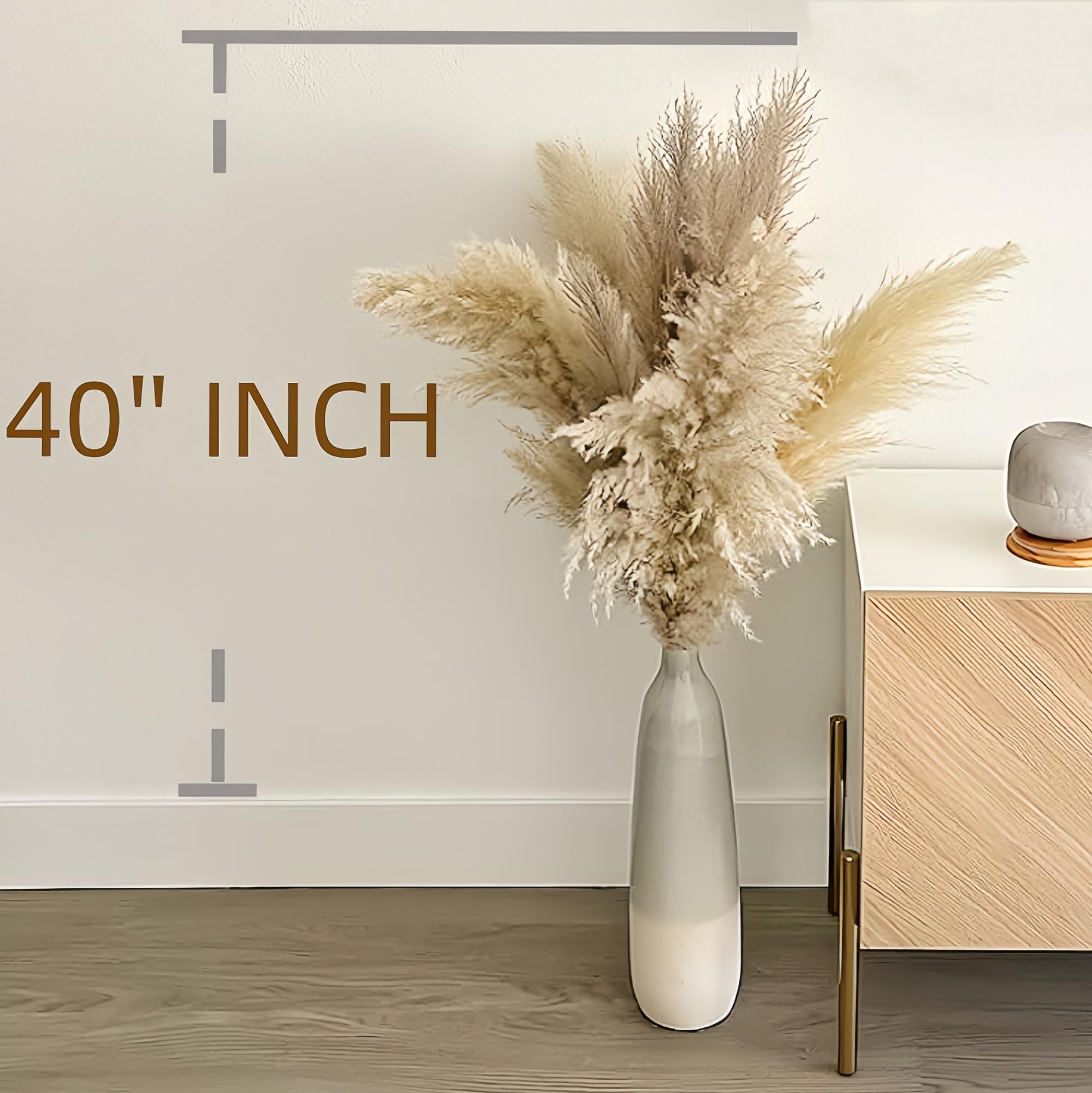 CKBT Pampasgras, hohe Dekoration, florale Pompas, hohes Pampasgras für Bodentöpfe, Wohnzimmerboden, Bodenpflanzen, Federn für und Graswanddekoration, 40 Stück