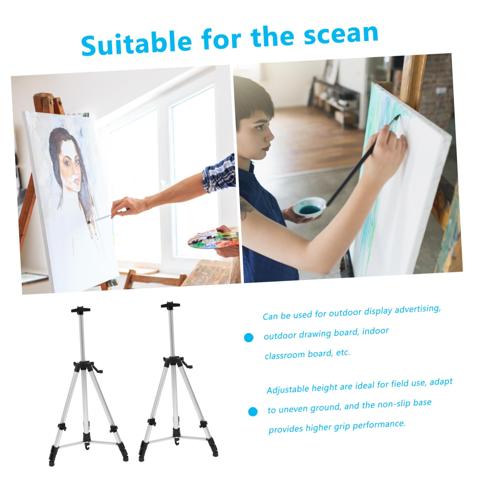 TEHAUX Foldable Easel Stand Mit Verstellbarer Höhe Stabiler Tripod Maleständer Für Drinnen Und Draußen Für Zeichnungen Malerei Und Ausstellungen