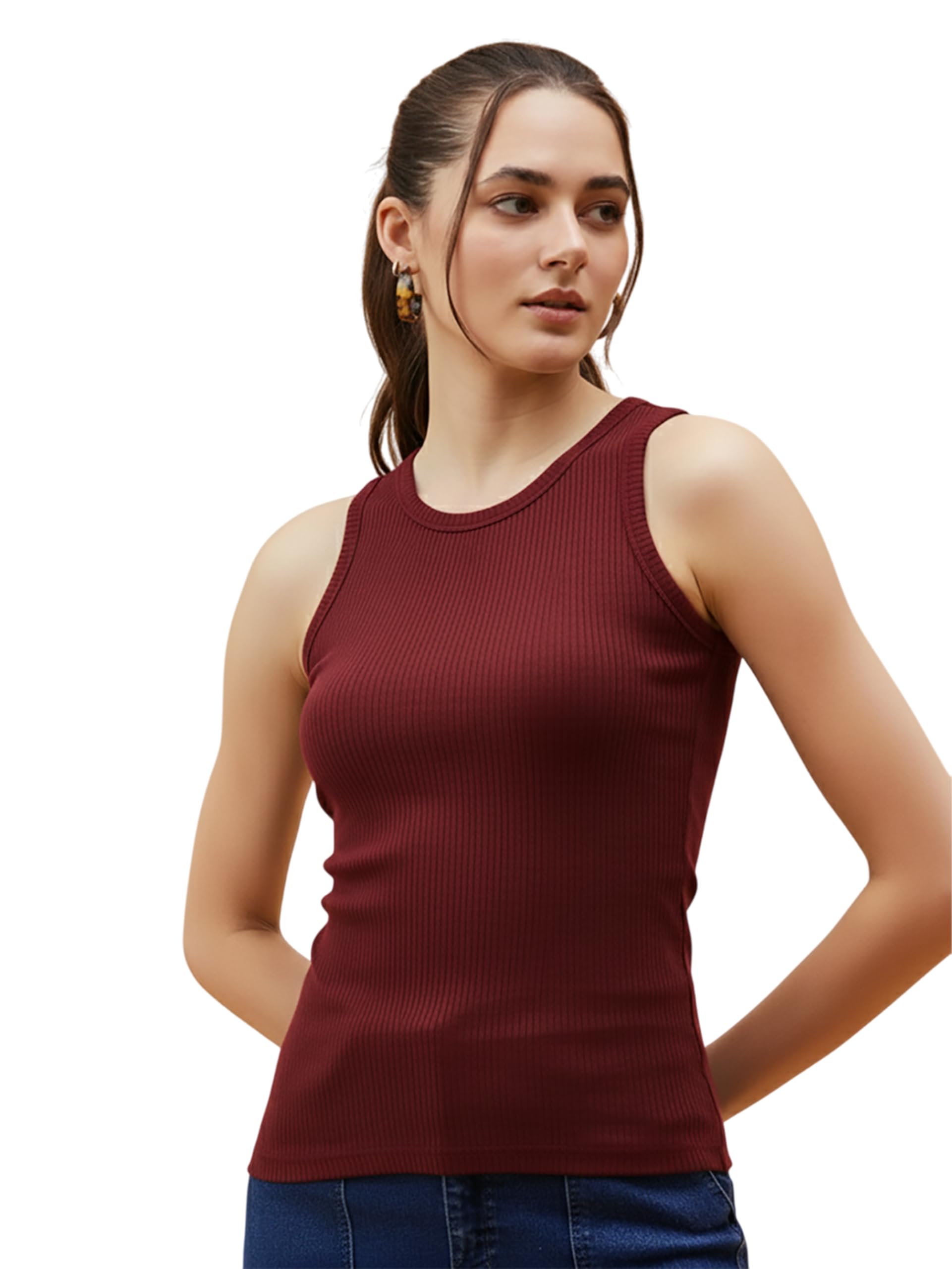 glito Women's & Girls' Solid Ribbed Slim Fit Crop Tank Top-picture-35