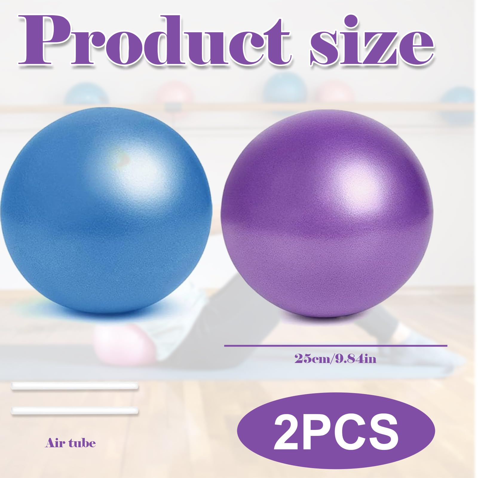 Palla da Ginnastica 2 Pezzi 25 cm, Blu e Viola, Mini Gym Ball per Yoga Pilates Fitness Allenamento Core Equilibrio Forza, Facile da trasportare e Utilizzare