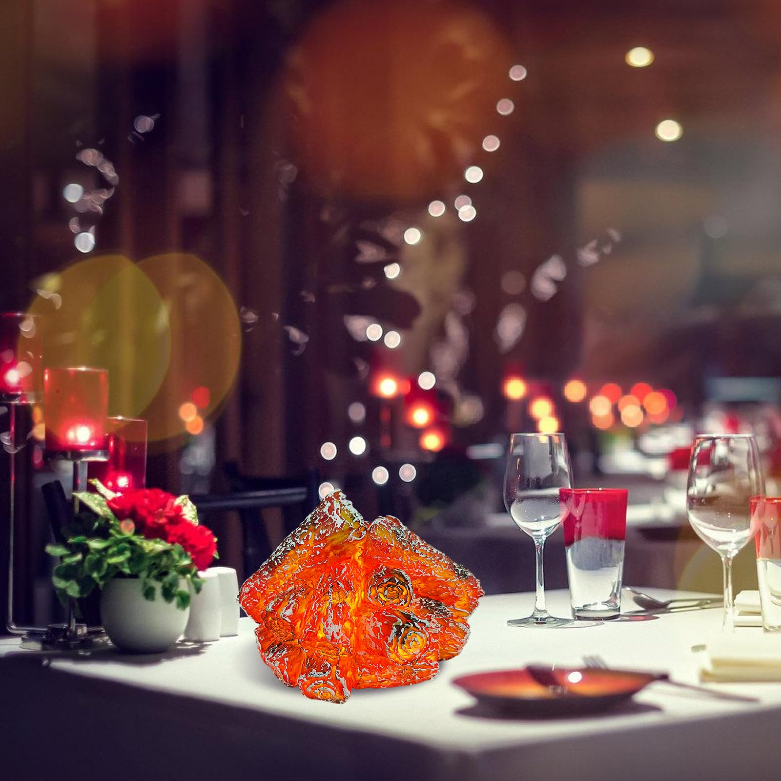 Lampe Décorative Charbon De Bois à LED - Effet Flamme Réaliste, Piles AAA, Pour Noël, Halloween, Cheminée - 4