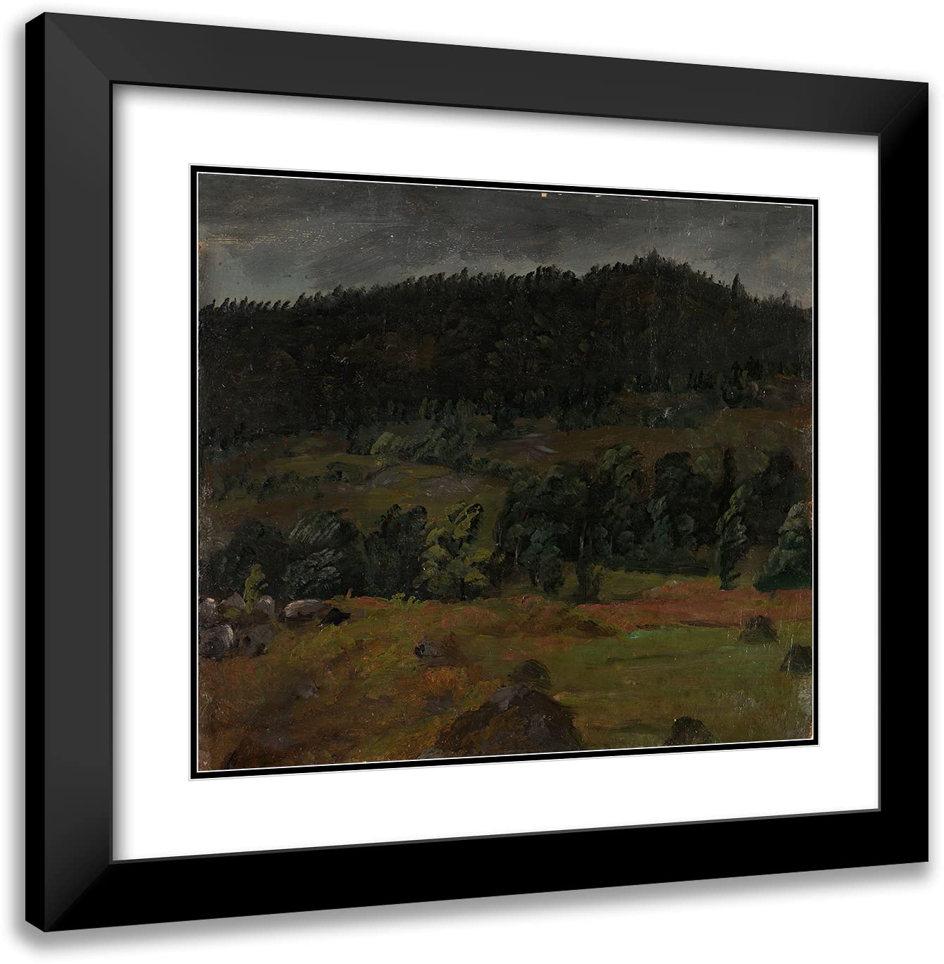 ArtDirect Knud Baade 17x15 Black Modern Frame and Double Matted Museum Art Print Titled - Landscape Study II