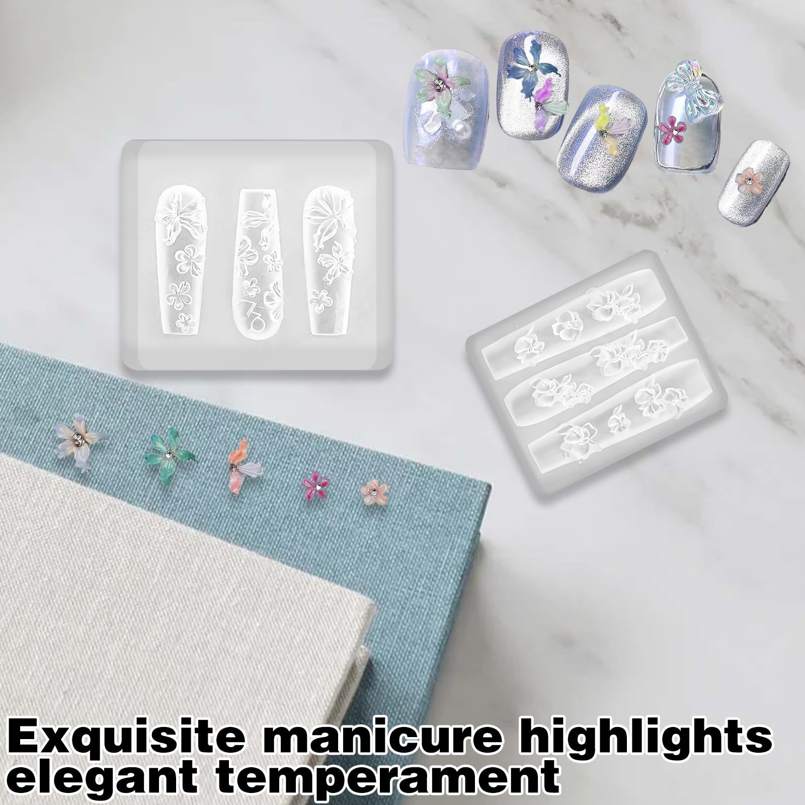 2 pezzi stampi in silicone per nail art a forma di fiore, simpatici stampi in silicone per nail art, strumenti per ciondoli, squisiti modelli di decorazioni per le donne, creazione di stampi per