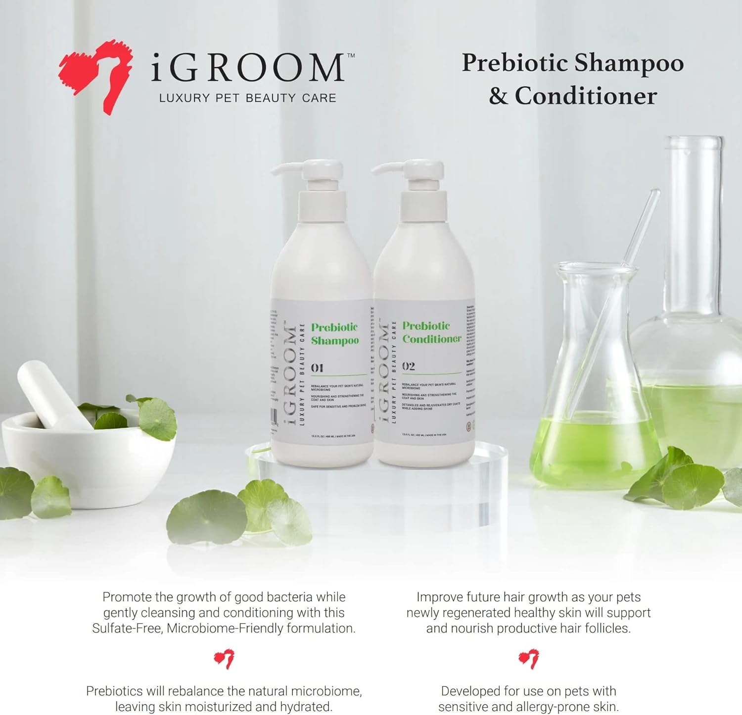 iGroom Prebiotic Dog Shampoo, Luxury Pet Beauty Care, Promote Growth of Helpful Bacteria, Restore Coats Natural Moisture, Made in USA, Gallon