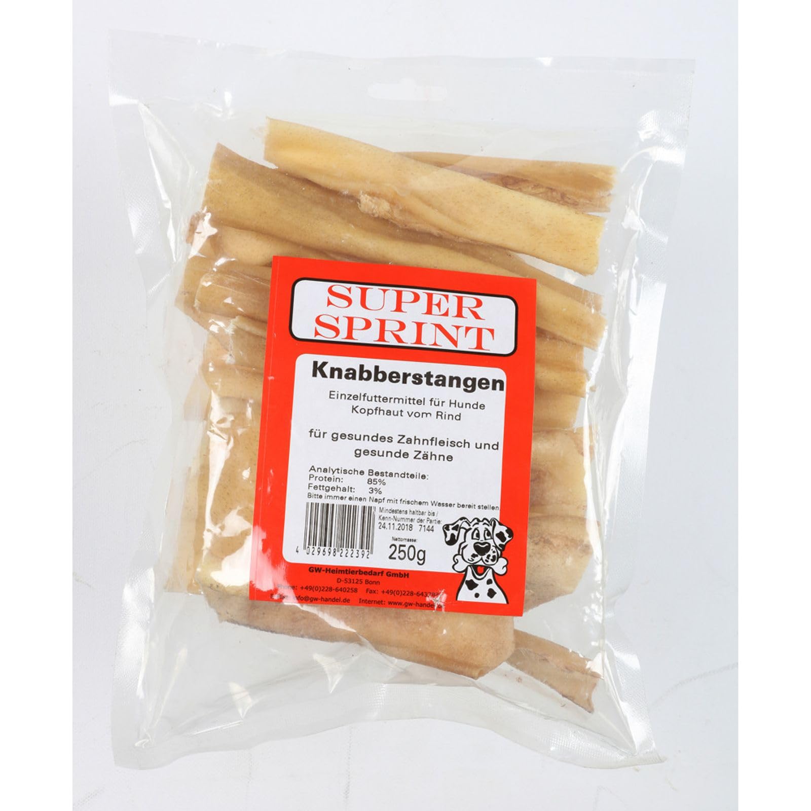 40 x 250 g Super Sprint Bâtons de grignotage pour cuir chevelu de bœuf Friandises pour chien 10 kg