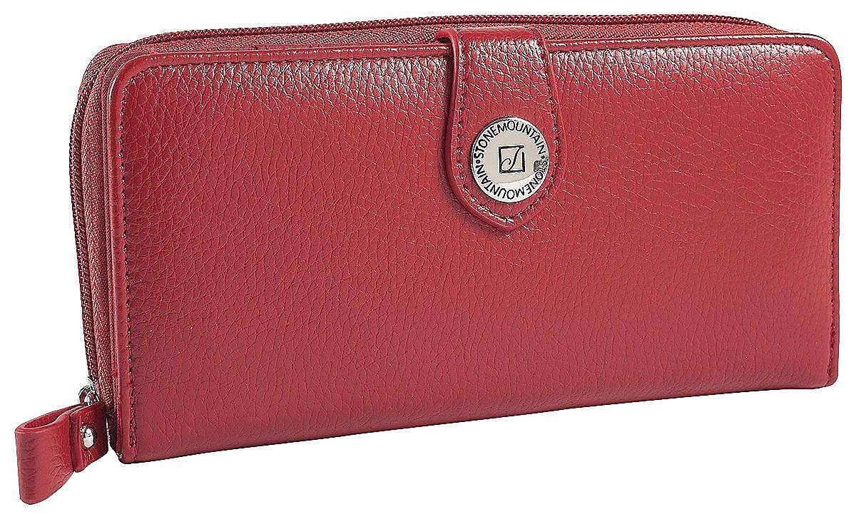 Stone Mountain UsaLarge Zip Around Leather Wallet, Red