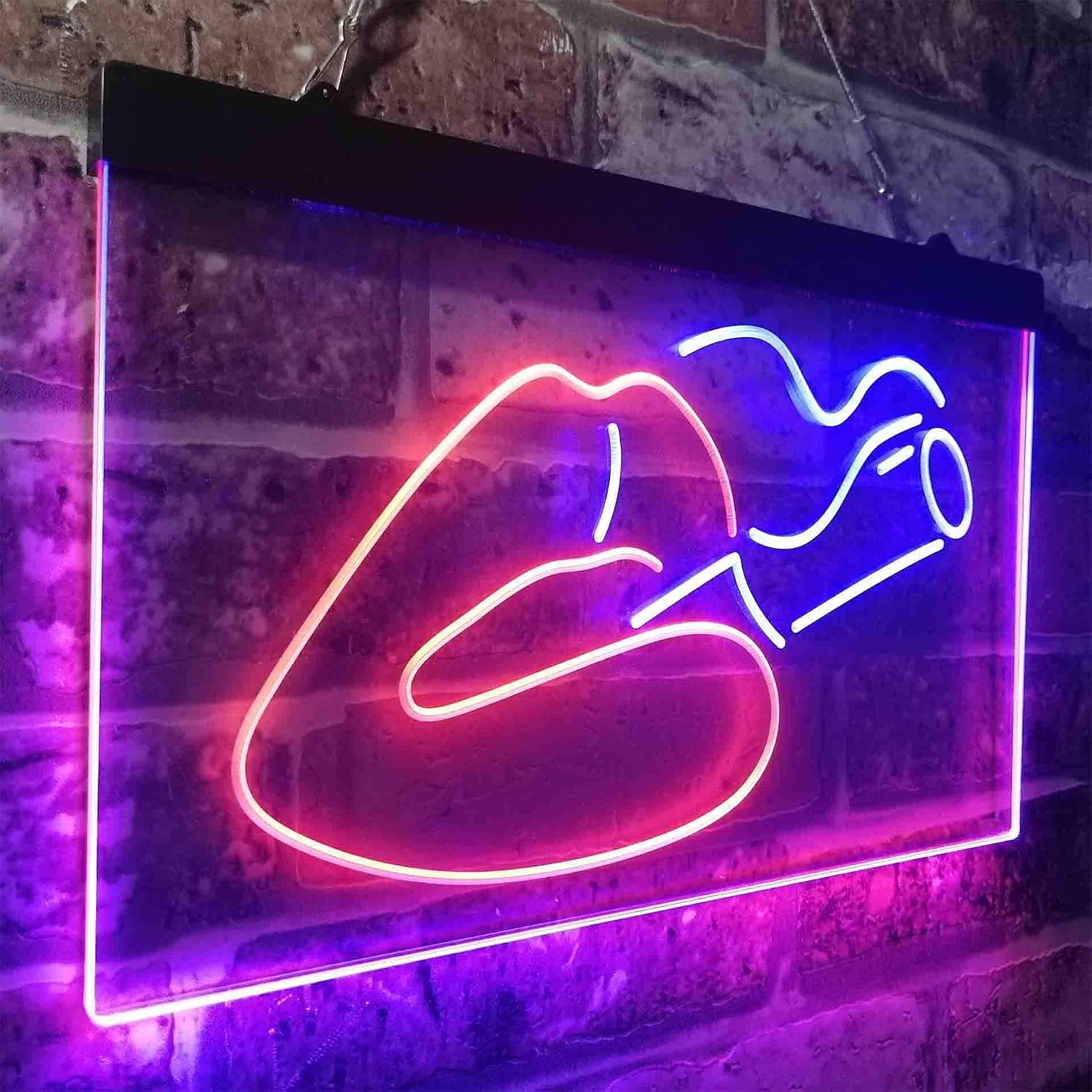 ADVPRO Smoking Lips Bad Bitch Dual Color LED Neon Sign Blue & Red 24 x 16 Inches st6s64-i3788-br image 3