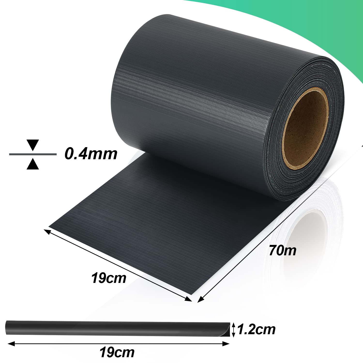 Daromigo Folia maskująca z PCW 70 m x 19 cm, w zestawie 60 klipsów mocujących, ochrona przed wiatrem, ochrona przed słońcem, ochrona przed wzrokiem, folia maskująca do ogrodzenia ogrodowego, antracytowa