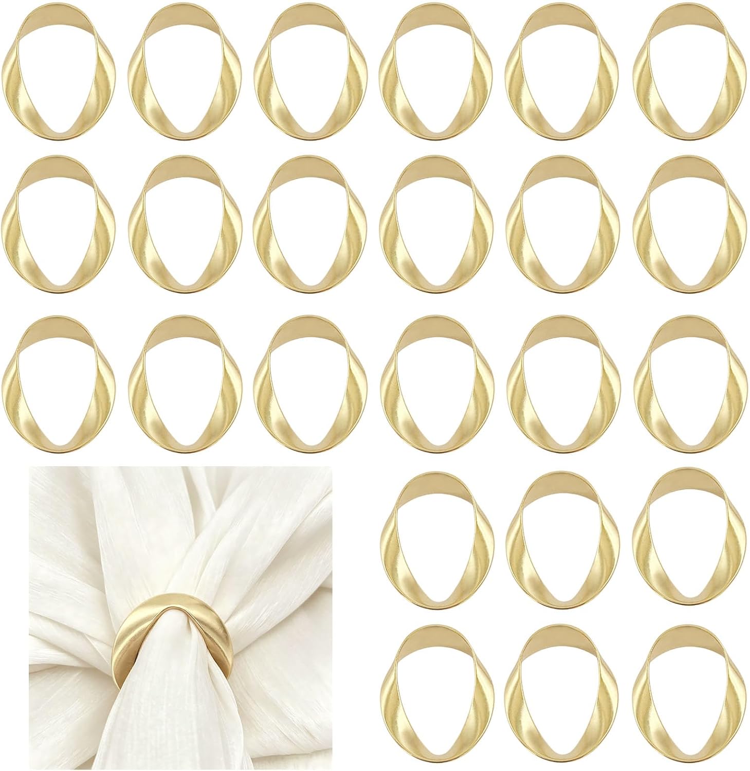 Gold Napkin Rings -12 PCS, Matte Metal Napkin Rings for Table Decor