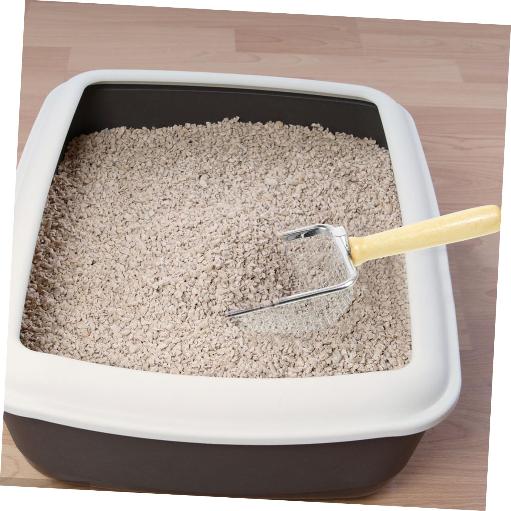 Pala para Arena de Gato, con Malla for una Limpieza eficiente de los desechos Reptiles Mango Madera Duradero for Cajas Arena for Gatos y