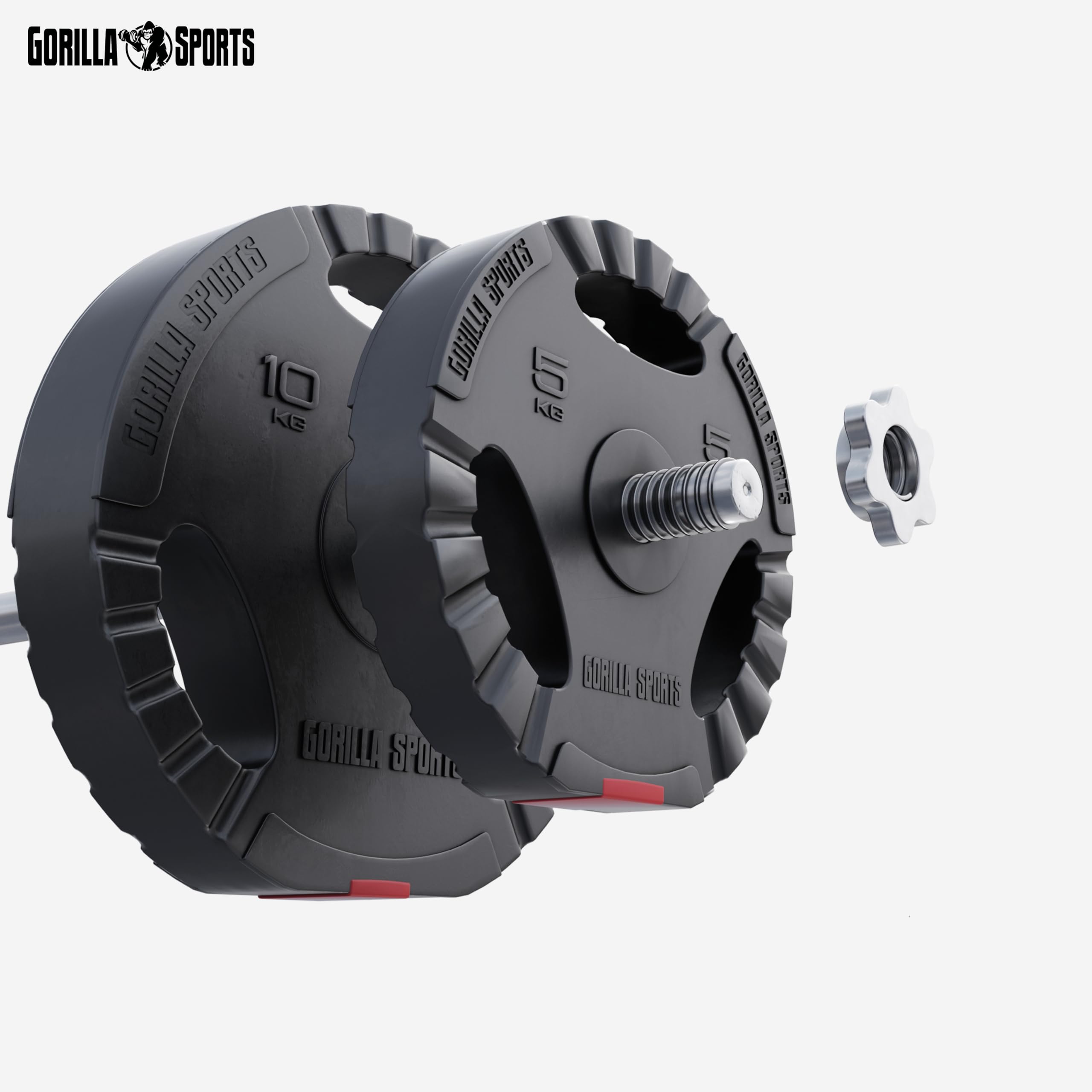 GORILLA SPORTS® Disques de Poids - 1,25kg, 2,5kg, 5kg, 10kg, 15kg, Set de 17,5kg, 27,5kg, 30kg, Ø 30/31mm, Plastique - Disques d'Haltères, Ensemble de Plaques, Musculation, Haltérophilie, Fitness, Gym