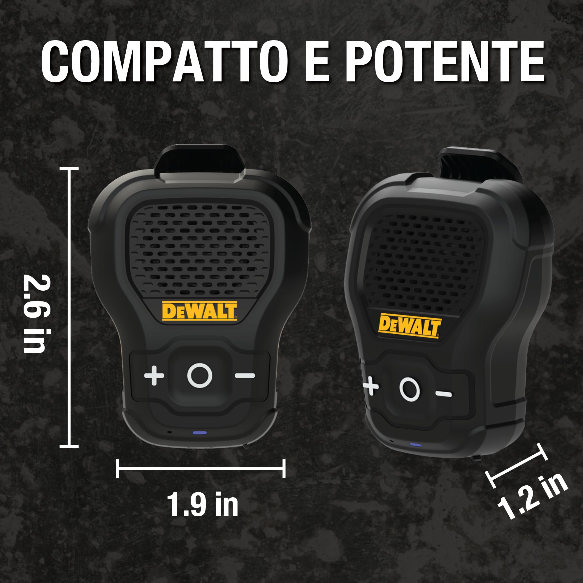 Dewalt Altoparlante Bluetooth Indossabile – Impermeabile, Con Clip Magnetica E Vivavoce
