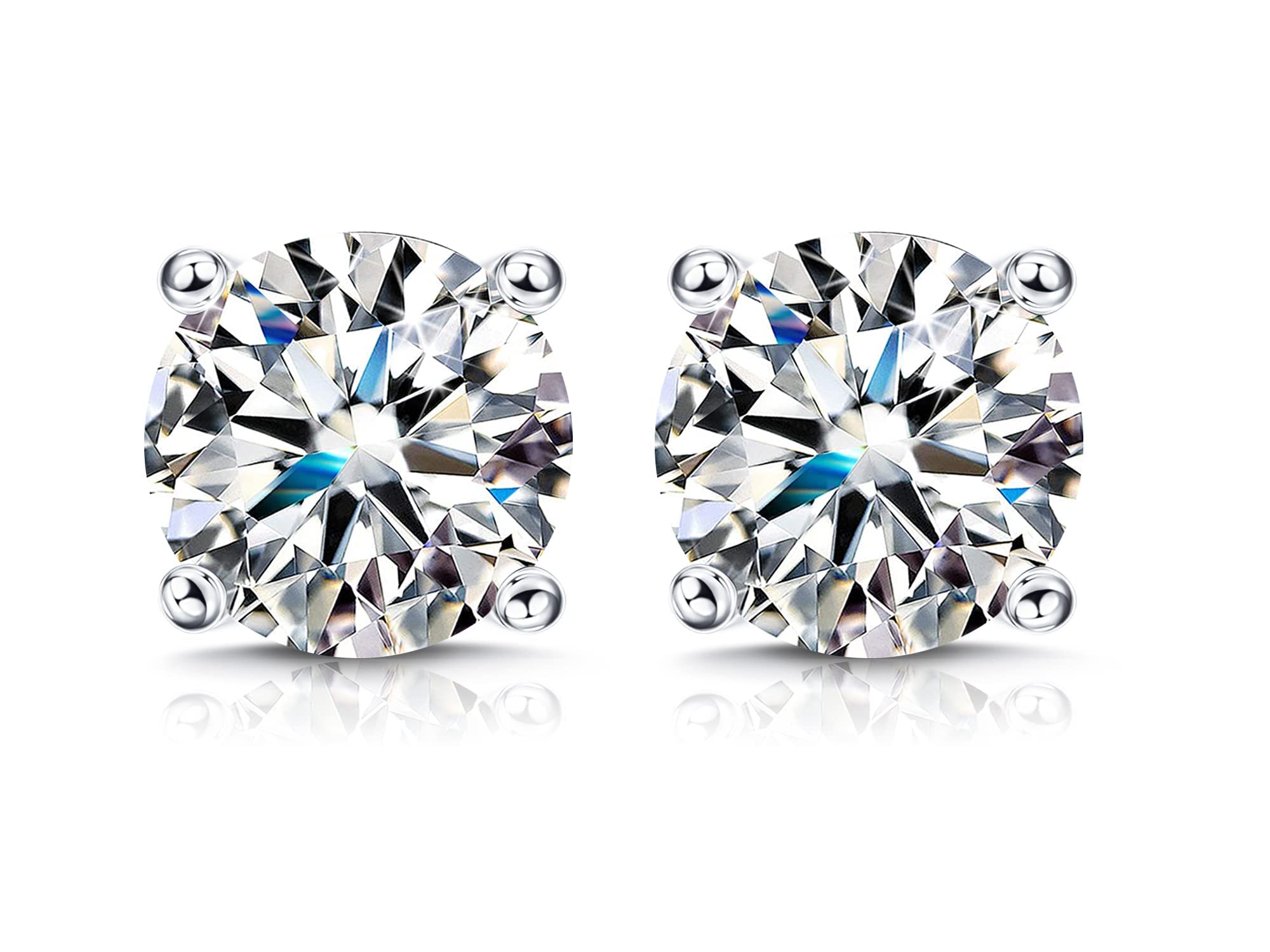 KRFY Orecchini Moissanite donna 1/2ct Brillante Taglio Rotondo D Colore VVS1 Orecchini uomo con Diamanti Creati 18K Placcato Oro Bianco Orecchini Moissanite in Argento con Parte Posteriore in Silicone
