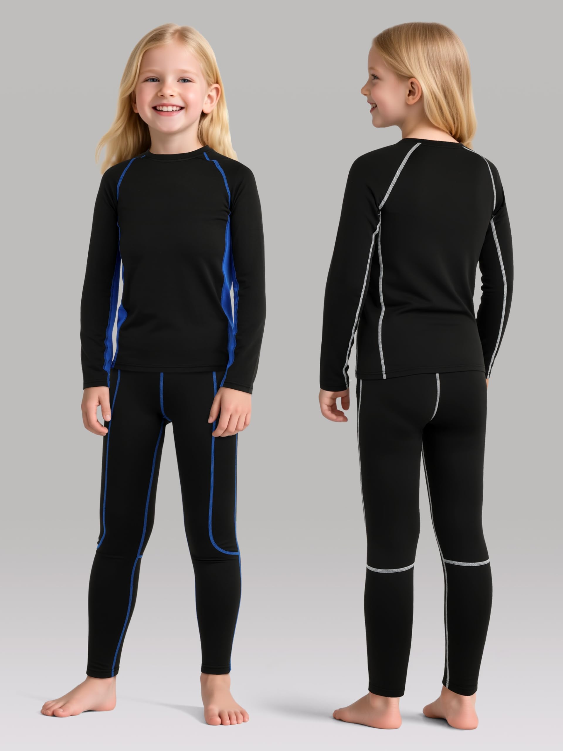 Ruisita Sous-vêtements thermiques de ski pour enfants - Sous-vêtements fonctionnels de sport - Pour garçons et filles - Respirants - Sous-vêtements thermiques - Sous-vêtements d'hiver - Pantalon