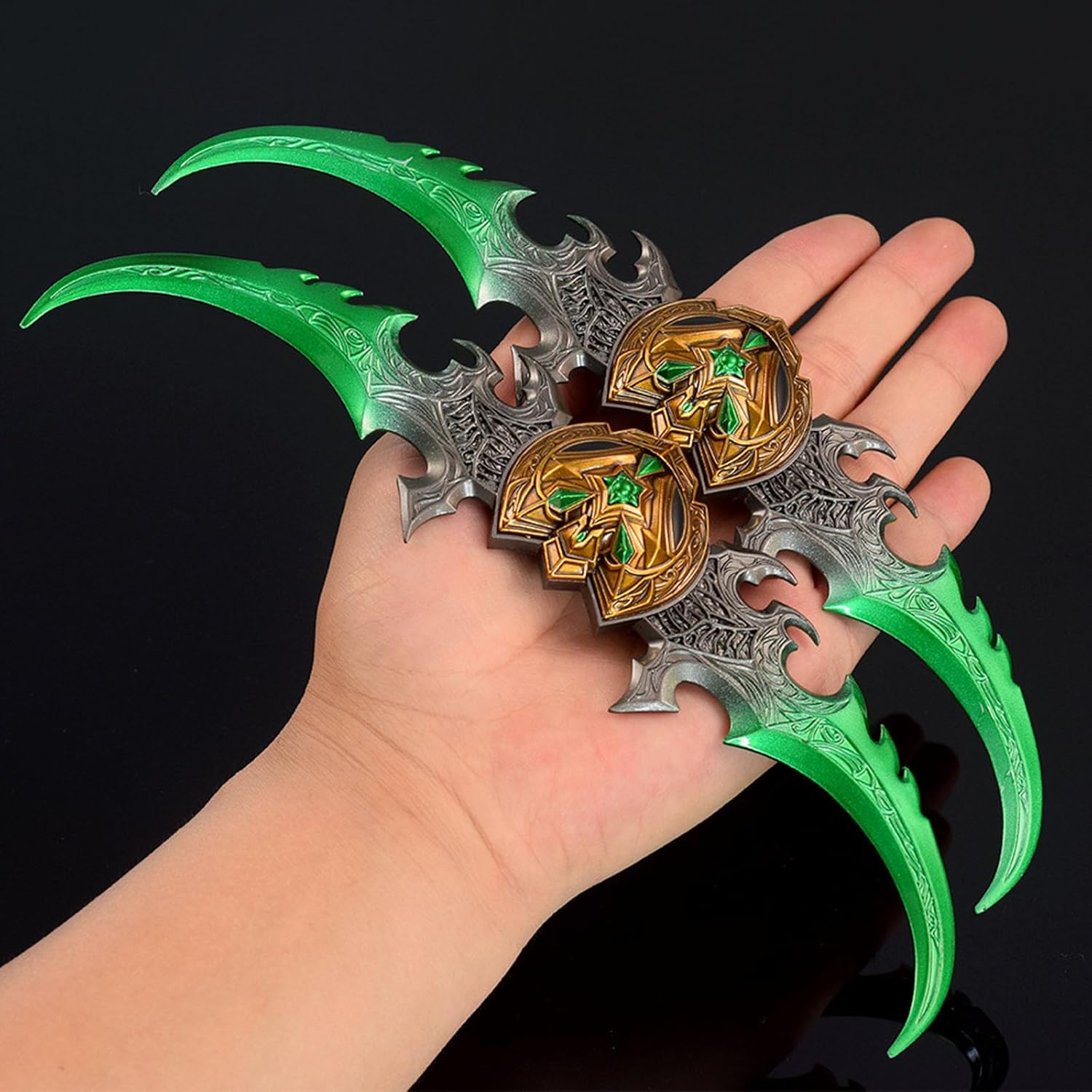 Wow Warglaive of Azzinoth,Game Equipment 22cm/8.66in All Metal Model with Display Stand Cosplay Props Merchandise Anime Home Decor Desktop Mini Ornaments Merch