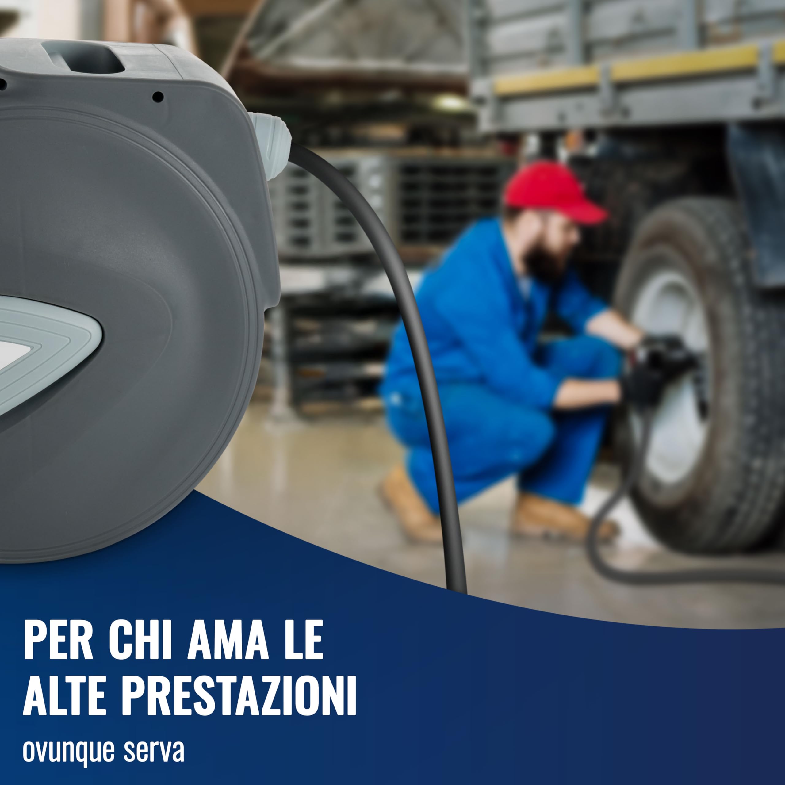 Poppstar Avvolgitubo per tubi ad aria compressa (tubo: 10m + 1m, diametro interno 5/16" (8x12mm), 1/4" BSPT), arrotolatore tubo con riavvolgimento automatico per tubi ad aria compressa