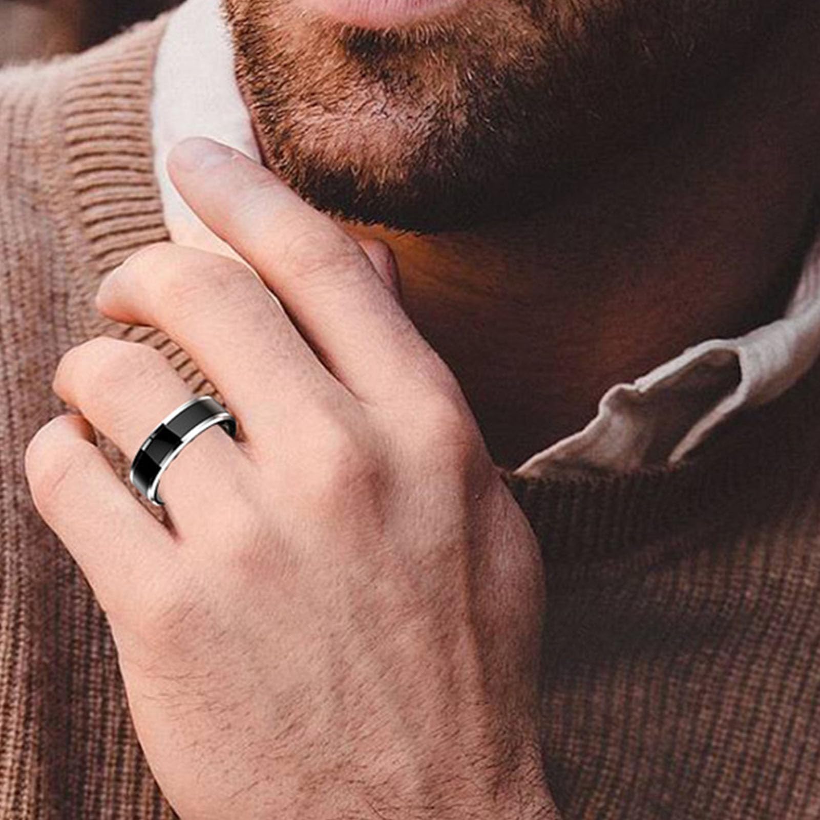 Smart Ring, Motion Sensing Game 24 Hours of Sleep Monitoring Lightweight, with Charging Case, for Body Temperature Detection Sleep Monitoring, Pedometer (Size 7)