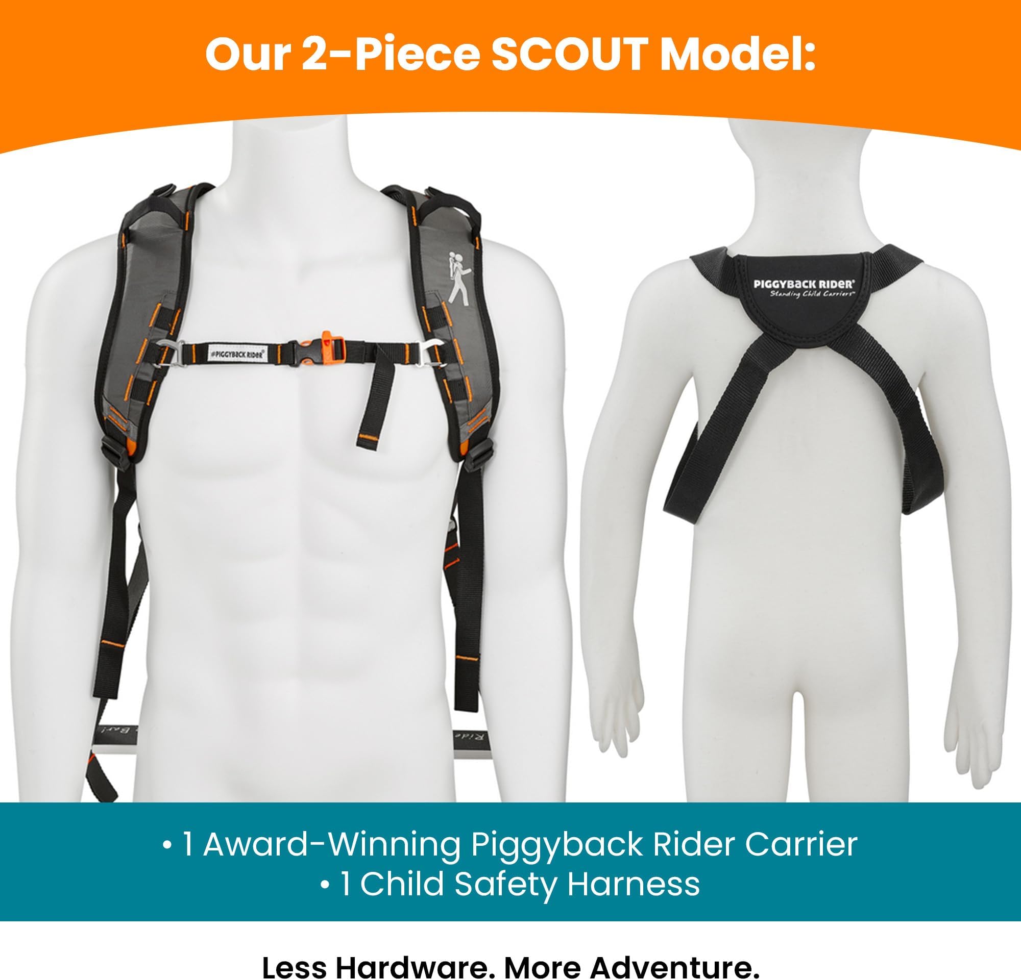 Piggyback Rider Scout Model - Child Toddler Carrier Backpack for Hiking Trails, Camping, Fitness Travel – Orange