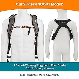 Piggyback Scout Standing Toddler Carrier Backpack - 2-Piece Bundle for Hiking & Travel with Secure Child Safety Harness Included - for Ages 2-4 (Under 50 lbs) - No Accessories Included