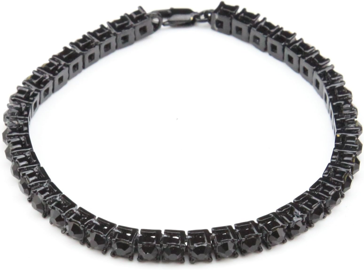 CharMen JewelryHip Hop 3 Tone Round Cut 5mm 1 Row Cubic Zirconia Tennis Bracelet, 8'' inch (Black)