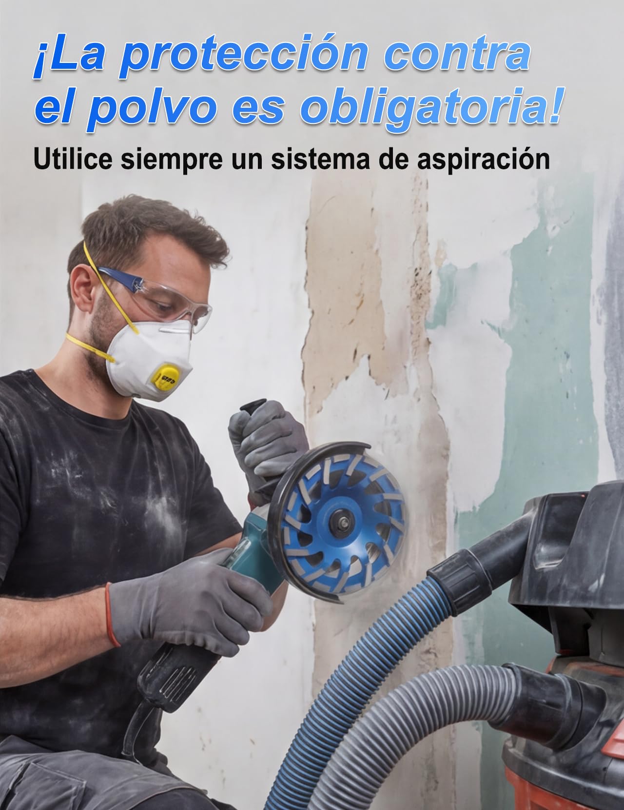 Disco abrasivo de diamante, 180 mm × 22,23 mm, para trabajos de lijado con hormigón y materiales de construcción duros, granito, piedra natural, yeso, mármol, color azul