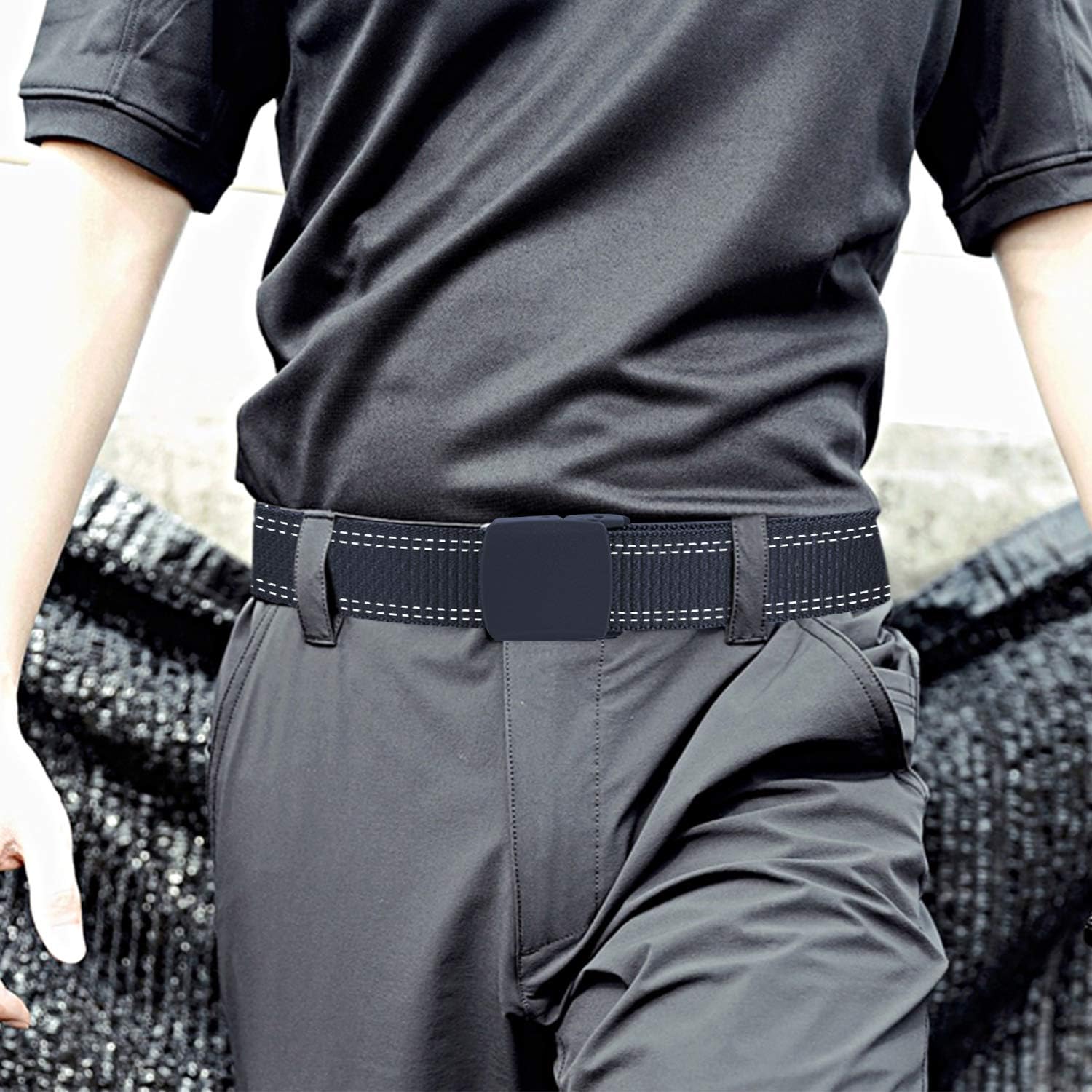 Coobbar 3-Pack Nylon Canvas Belt Plastic Buckle Belt Travel Adjustable Nylon Web Slide Belt - Image 3